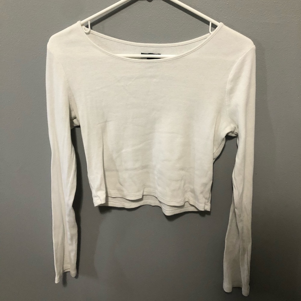 Wild Fable White Cropped Longsleeve Shirt